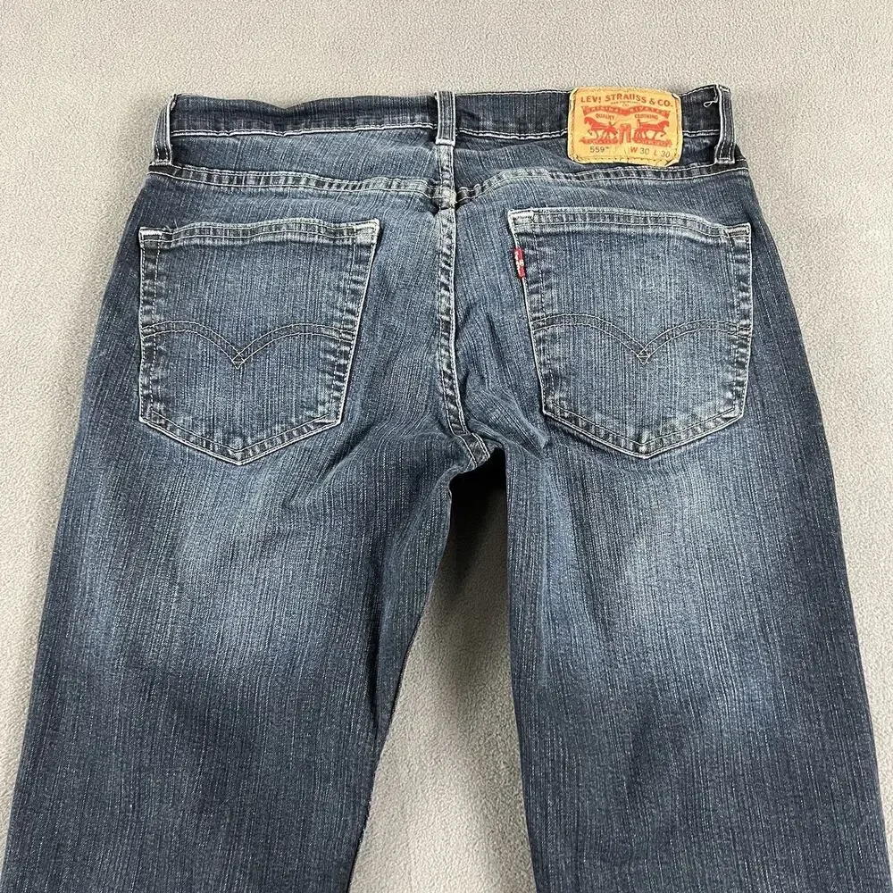 Levis 559 Jeans Mens 30x30 Blue Straight Fit Grunge Rocker Casual Workwear Denim